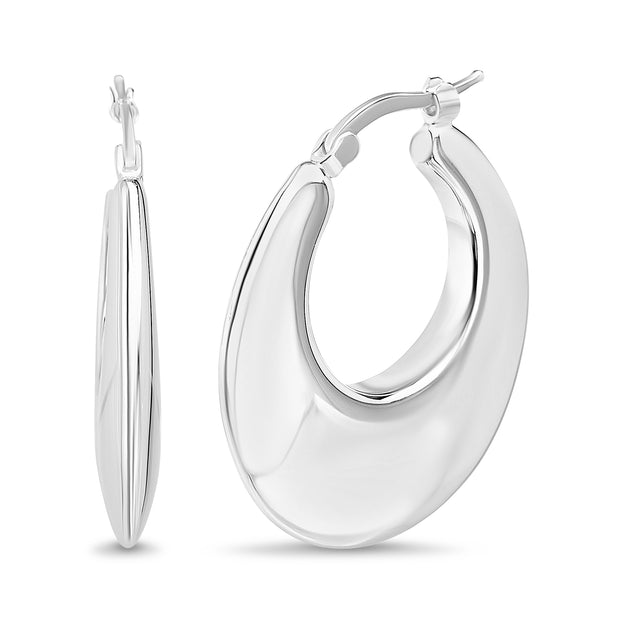 Heart or Circle Shaped Hoop Earrings in E-Coat Plated Sterling Silver