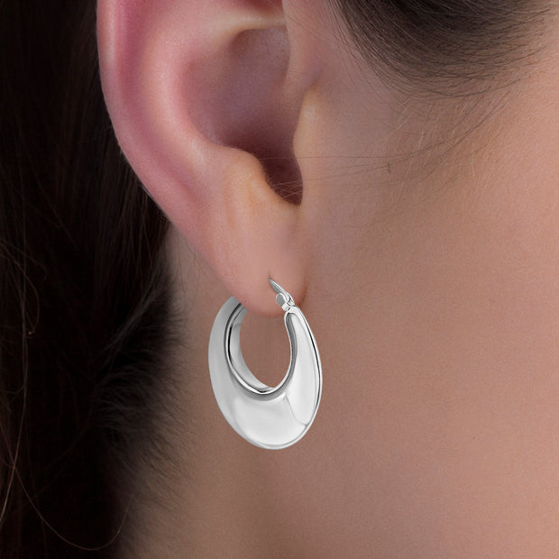 Heart or Circle Shaped Hoop Earrings in E-Coat Plated Sterling Silver