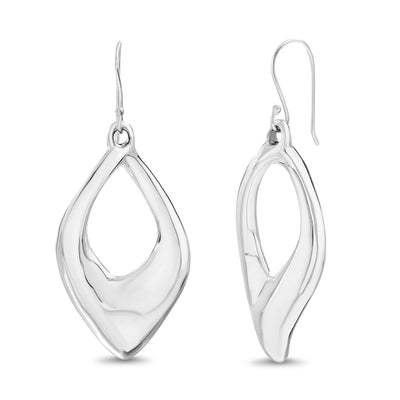 High Polished Sterling Silver Drop Twist Earrings