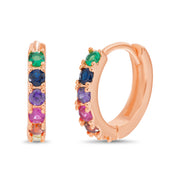 Rainbow Cubic Zirconia Hoop Earrings in Sterling Silver