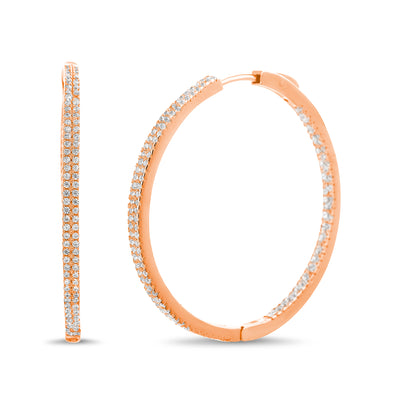 Rose Gold Plated Sterling Silver Cubic Zirconia Hoop Earrings for Women