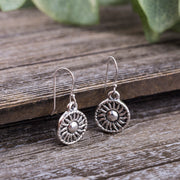Oxidized Dangling Sun Earrings in Sterling Silver