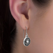 Oxidized Dangling Sun Earrings in Sterling Silver