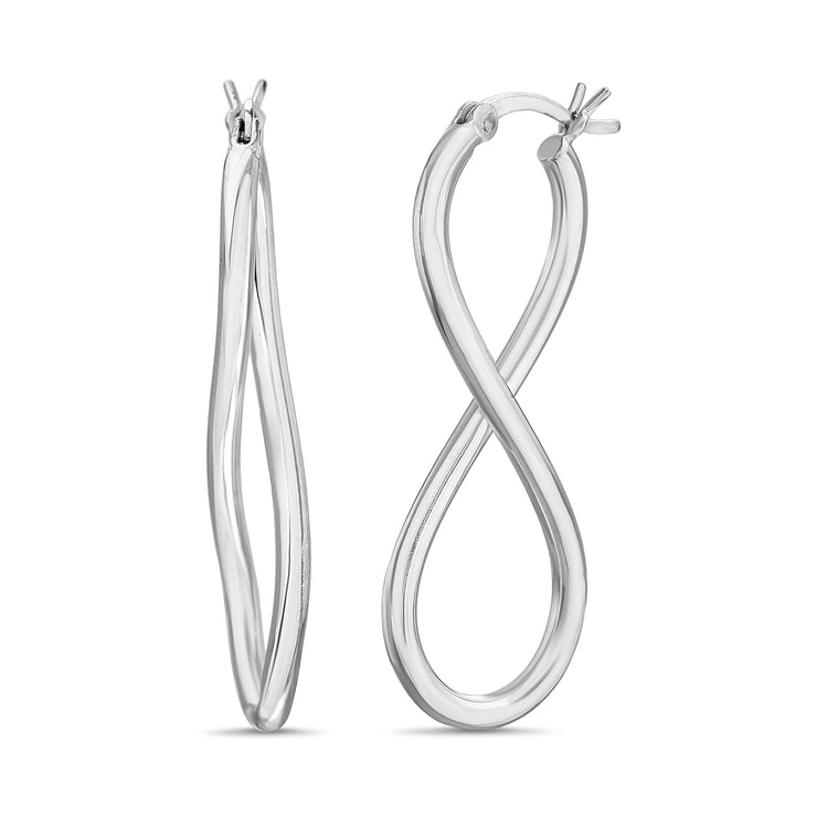 High Polished Sterling Silver Infinity Hoop Earrings