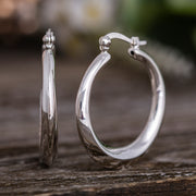 High Polished Sterling Silver Hoop Earrings