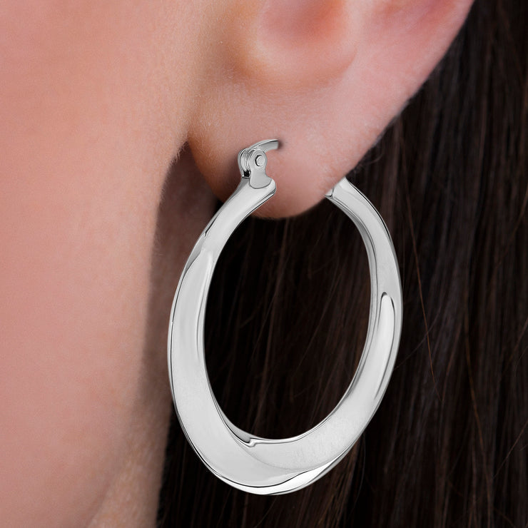 High Polished Sterling Silver Hoop Earrings