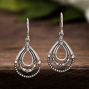 Oxidized Sterling Silver Drop Teardrop Dangling Earrings