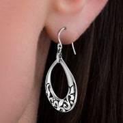 Oxidized Sterling Silver Drop Teardrop Dangling Earrings