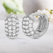 Cubic Zirconia Huggie Hoop Earrings in Sterling Silver