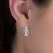 Cubic Zirconia Huggie Hoop Earrings in Sterling Silver