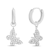 Cubic Zirconia Novelty Huggie Hoop Earrings in Sterling Silver