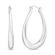 Polished Oval Hoop Earrings in Sterling Silver for Women