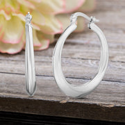 Round Hinge Hoop Earrings in E-Coat Plated Sterling Silver