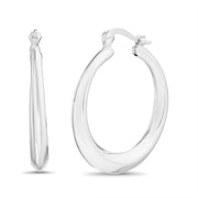 Round Hinge Hoop Earrings in E-Coat Plated Sterling Silver