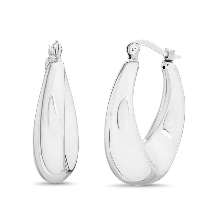 Sterling Silver Lightweight Oval Hoop Earrings