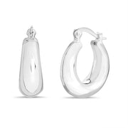 Polished Oval or Electoform Round Hoop Earrings in Sterling Silver