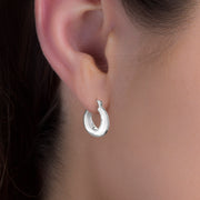 Polished Oval or Electoform Round Hoop Earrings in Sterling Silver