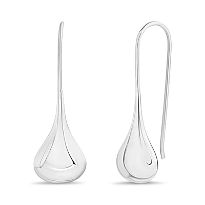 Polished Pear Shaped Hook Earrings in Sterling Silver