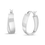 Polished Oval or Electoform Round Hoop Earrings in Sterling Silver