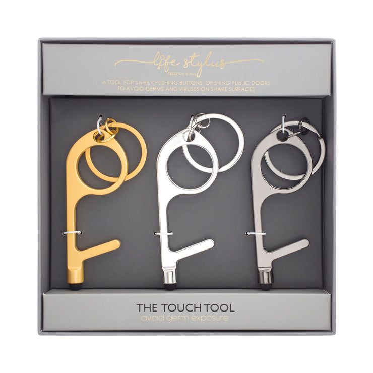 Life Stylus 3-Pack Door Opener, Button Pusher, Stylus, Contact-Free Keychain