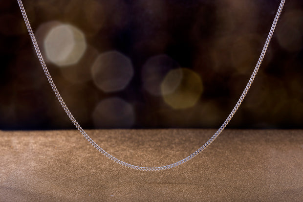 20", 22", or 24" Heavy Curb Chain Necklace  in Rhodium Plated 925 Sterling Silver