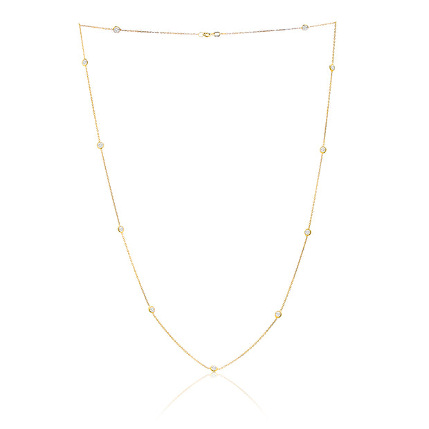 18" Cubic Zirconia By the Yard Cable Chain Necklace in Sterling Silver