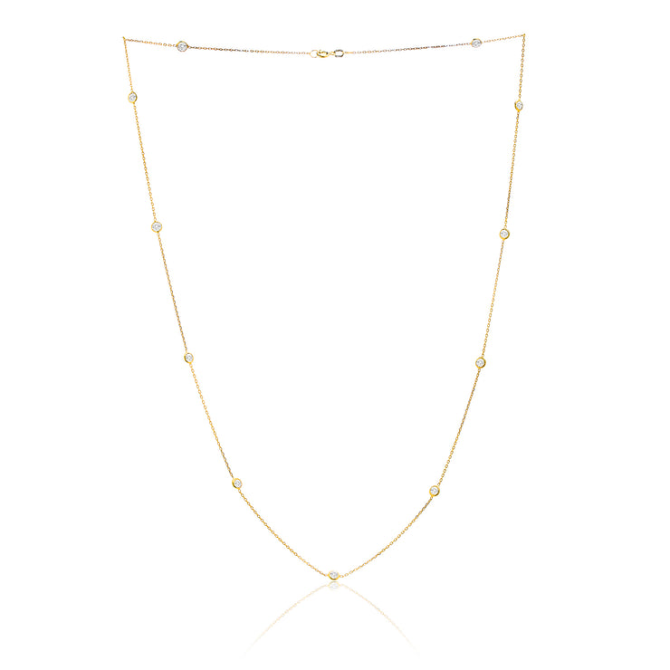 18" Cubic Zirconia By the Yard Cable Chain Necklace in Sterling Silver