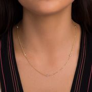 18" Cubic Zirconia By the Yard Cable Chain Necklace in Sterling Silver