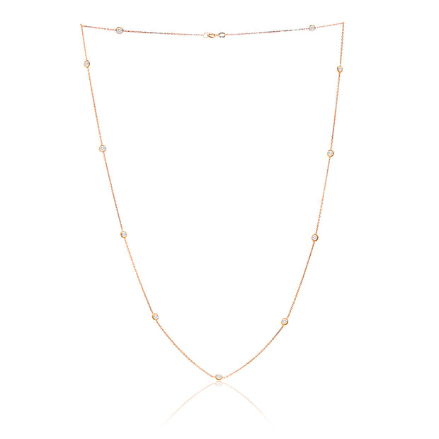 18" Cubic Zirconia By the Yard Cable Chain Necklace in Sterling Silver