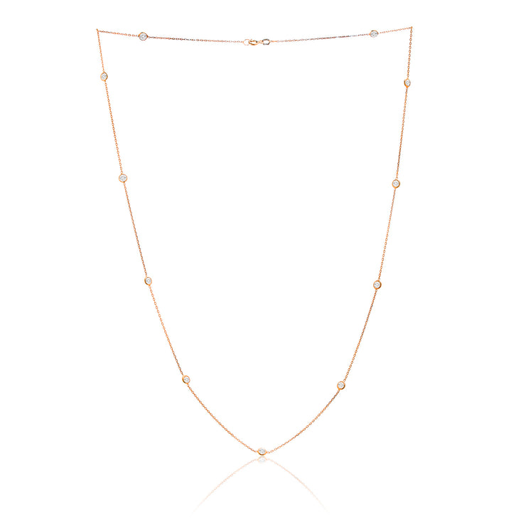 18" Cubic Zirconia By the Yard Cable Chain Necklace in Sterling Silver