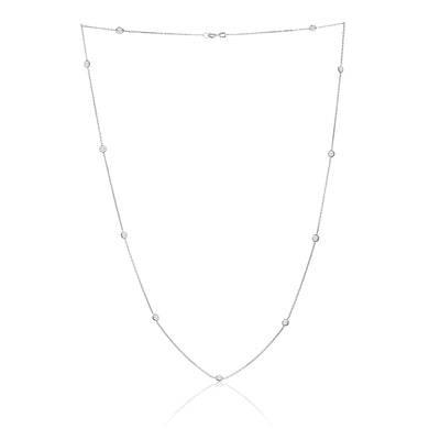 18" Cubic Zirconia By the Yard Cable Chain Necklace in Sterling Silver