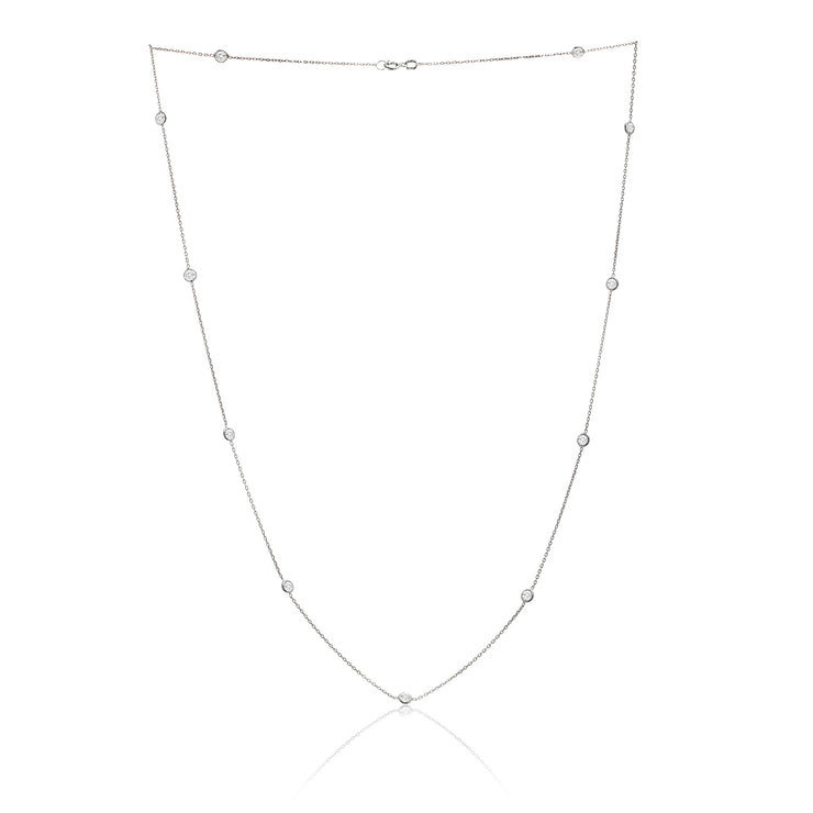18" Cubic Zirconia By the Yard Cable Chain Necklace in Sterling Silver