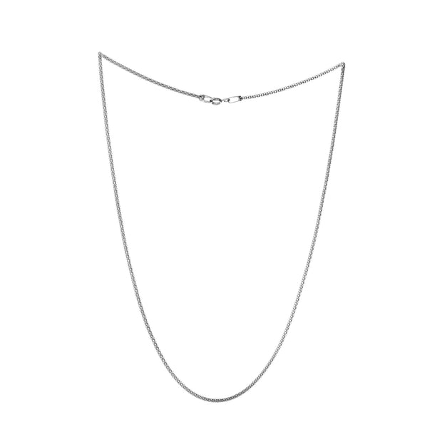 1.5mm Popcorn Chain Necklace in Rhodium Plated Sterling Silver