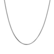 1.5mm Round Box Chain Necklace in Rhodium Plated Sterling Silver