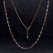 Rainbow Cubic Zirconia By the Yard Necklace in Rose Gold Plated Sterling Silver