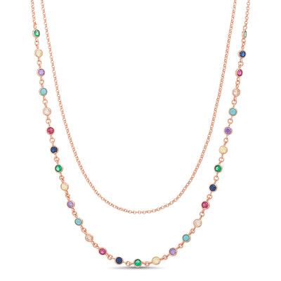 Rainbow Cubic Zirconia By the Yard Necklace in Rose Gold Plated Sterling Silver