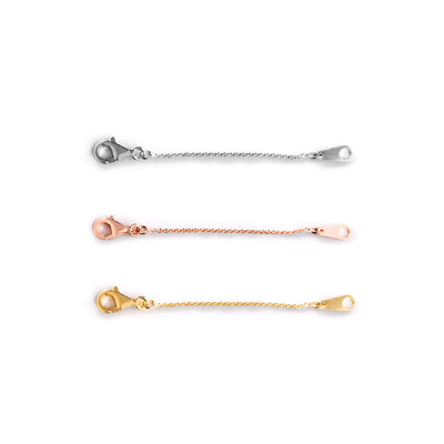 2", 4" or 6" Cable Chain  Necklace Extender with Lobster Clasp in  Tri Color Plated 925 Sterling Silver