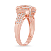 Radiant Cut Cubic Zirconia Halo Engagement Ring in Sterling Silver