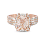 Radiant Cut Cubic Zirconia Halo Engagement Ring in Sterling Silver