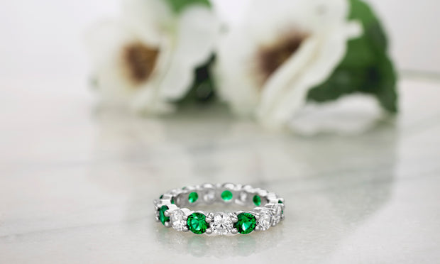 Cubic Zirconia Eternity Band Ring in Sterling Silver