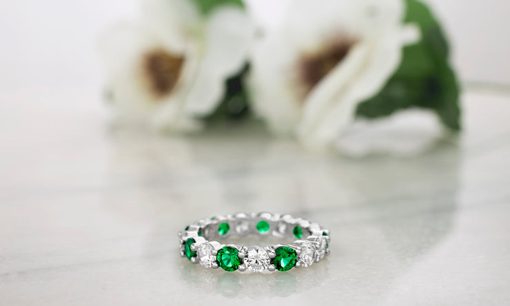 Cubic Zirconia Eternity Band Ring in Sterling Silver