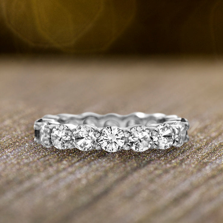 Cubic Zirconia Eternity Band Ring in Sterling Silver