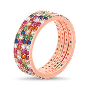 Rainbow Cubic Zirconia Eternity Band in Rose Gold Plated Sterling Silver