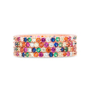 Rainbow Cubic Zirconia Eternity Band in Rose Gold Plated Sterling Silver