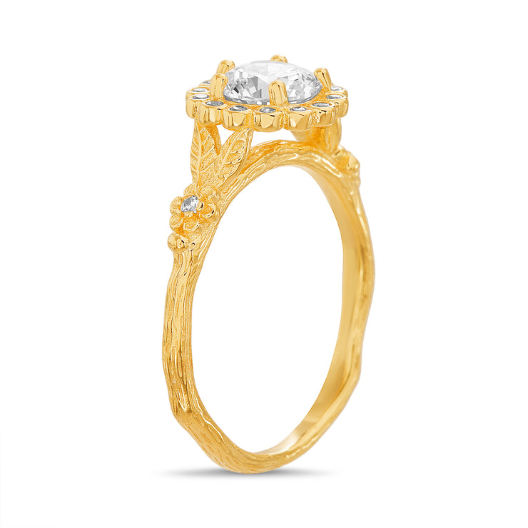 Cubic Zirconia Antique Style Sterling Silver Ring