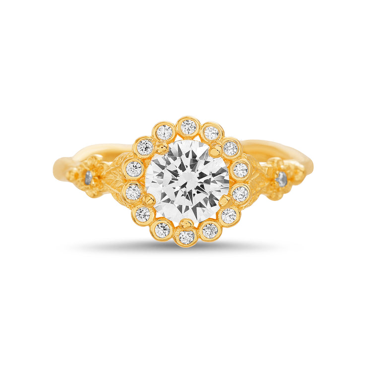 Cubic Zirconia Antique Style Sterling Silver Ring