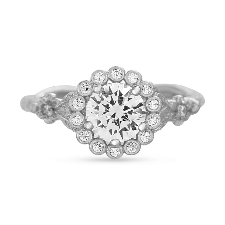 Cubic Zirconia Antique Style Sterling Silver Ring