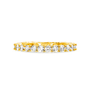 Cubic Zirconia Thin Eternity Band in Yellow Gold Plated Sterling Silver