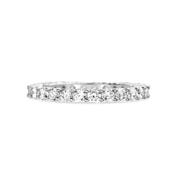 Cubic Zirconia Thin Eternity Band in Rhodium Plated Sterling Silver