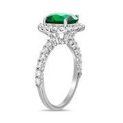 Simulated Gemstone and Cubic Zirconia Halo Ring in Rhodium Plated Sterling Silver